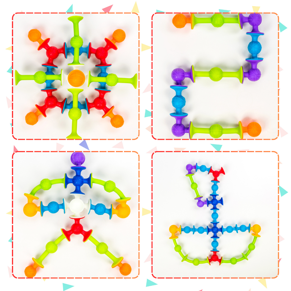 silikonowe klocki konstrukcyjne z przyssawkami 48 el dla dzieci edukacyjne