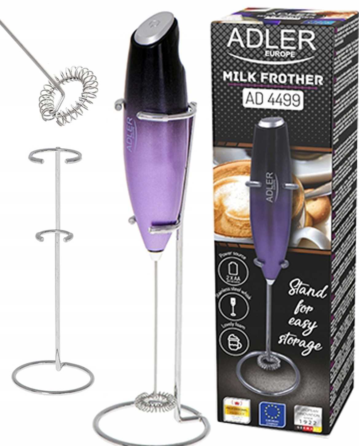 spieniacz do mleka z mieszadłem i stojakiem adler ad 4499