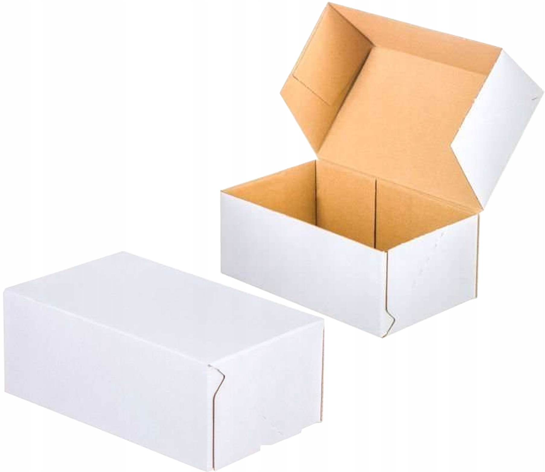 karton fasonowy 250x200x80mm biały-brązowy 3w e 350g/m2