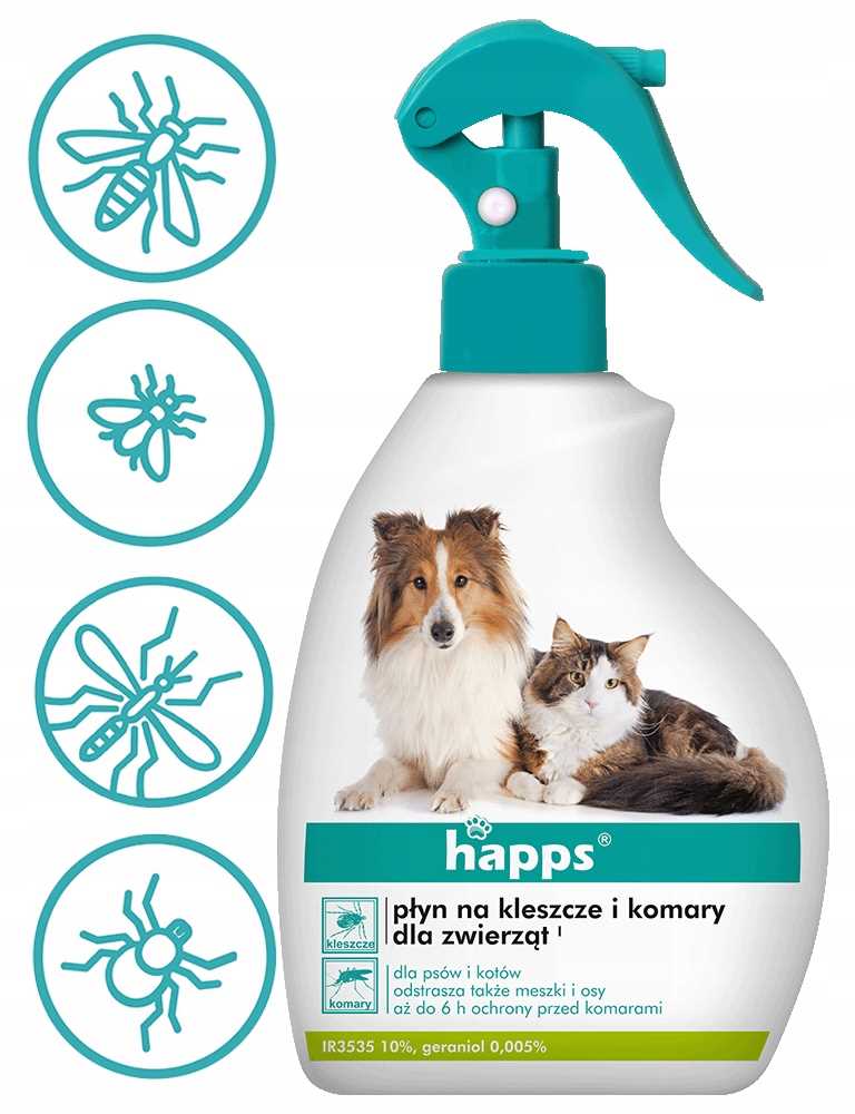 happs - płyn na kleszcze i komary dla zwierząt 200ml