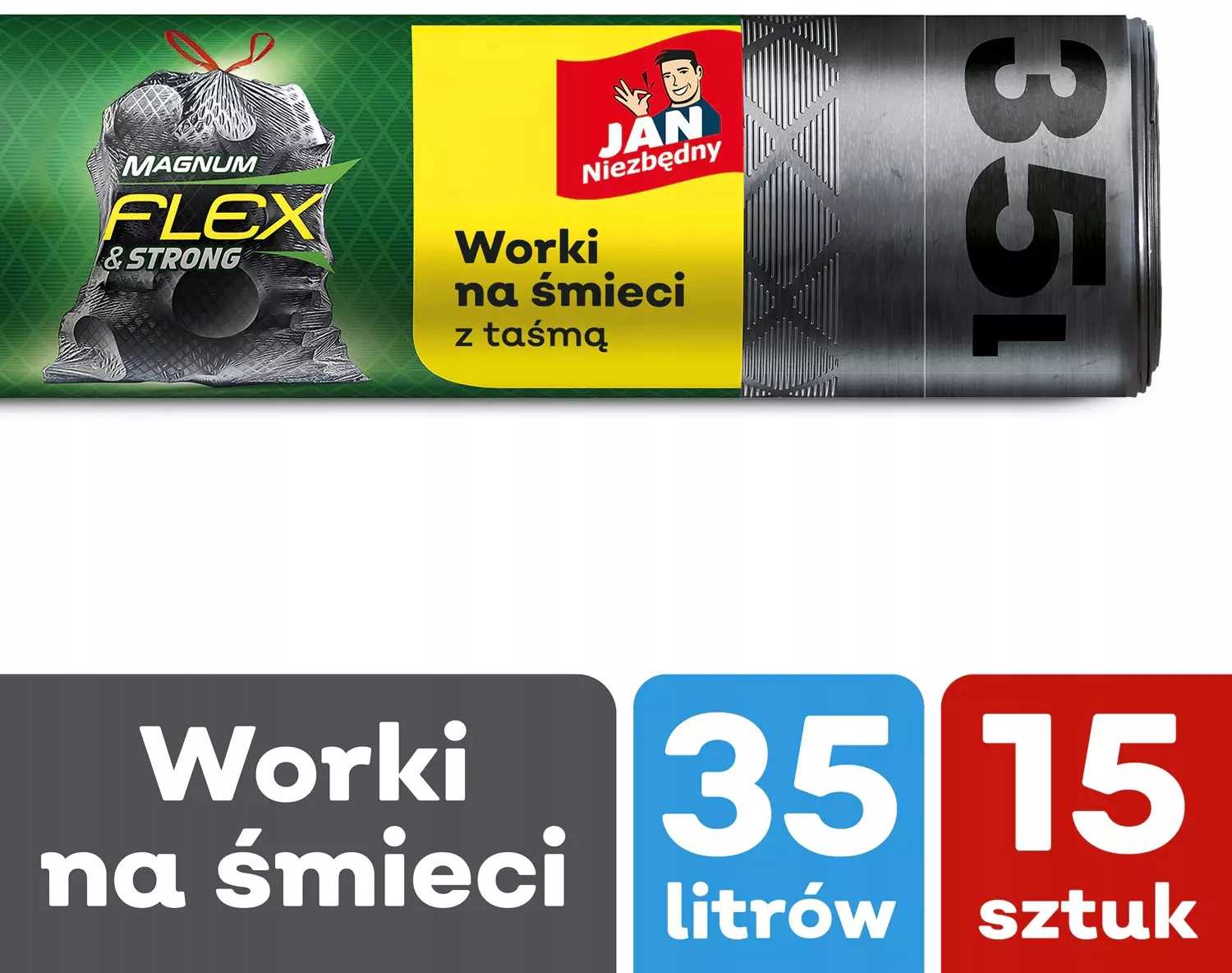 jan niezbędny worki ld magnum flex taśma 35l 15szt. - 5 op.
