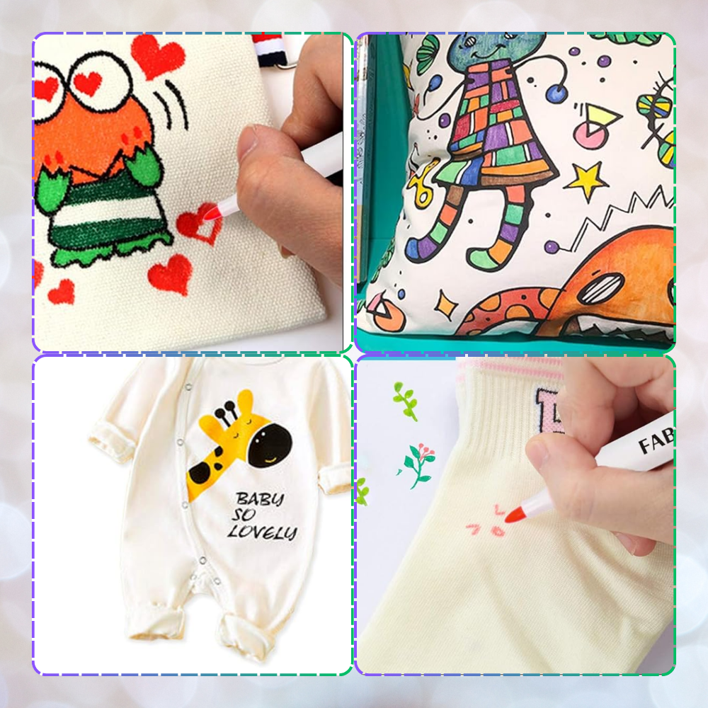 pisaki do tkanin ubrań koszulek markery flamastry mazaki zestaw 6 kolorów