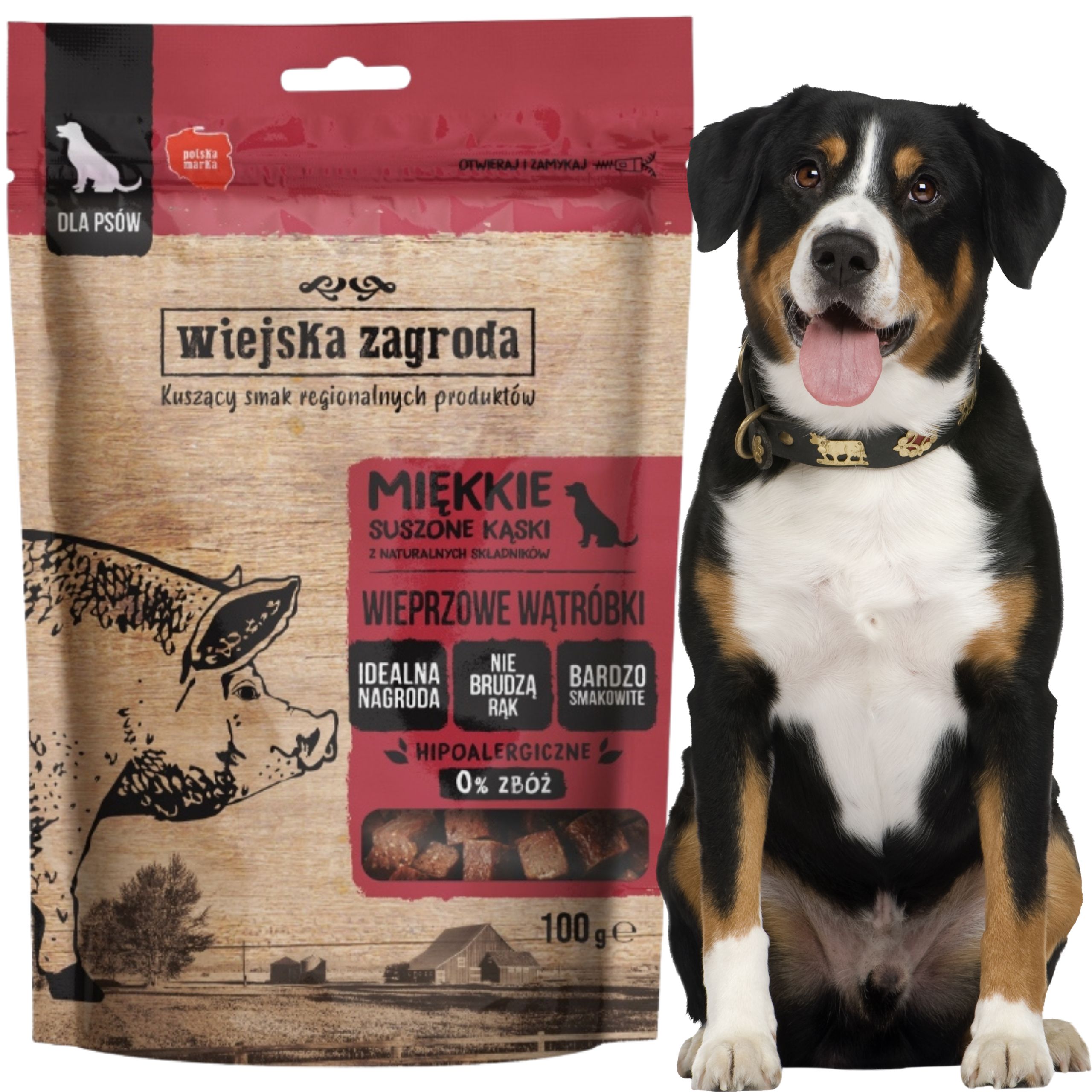 przysmaki dla psa wiejska zagroda suszone kąski wieprzowe wątróbki 100g