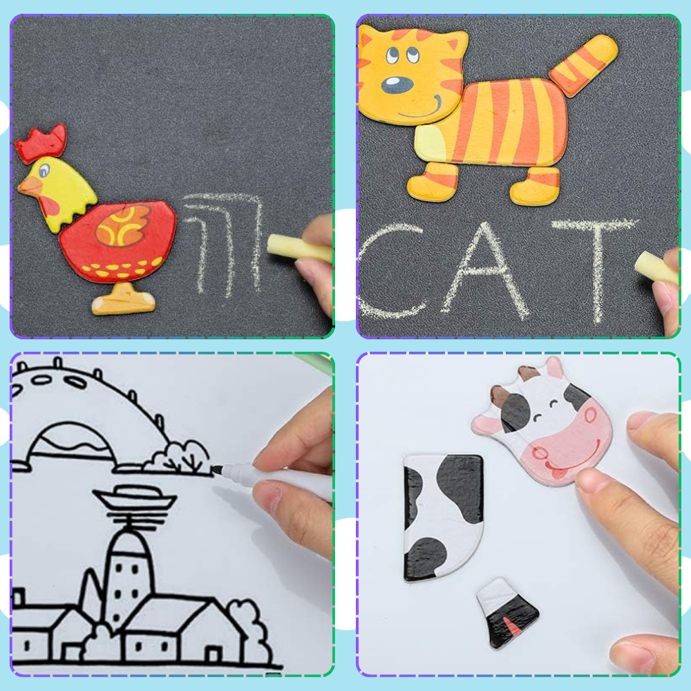 tablica magnetyczna suchościeralna kredowa farma dla dzieci pudełko j