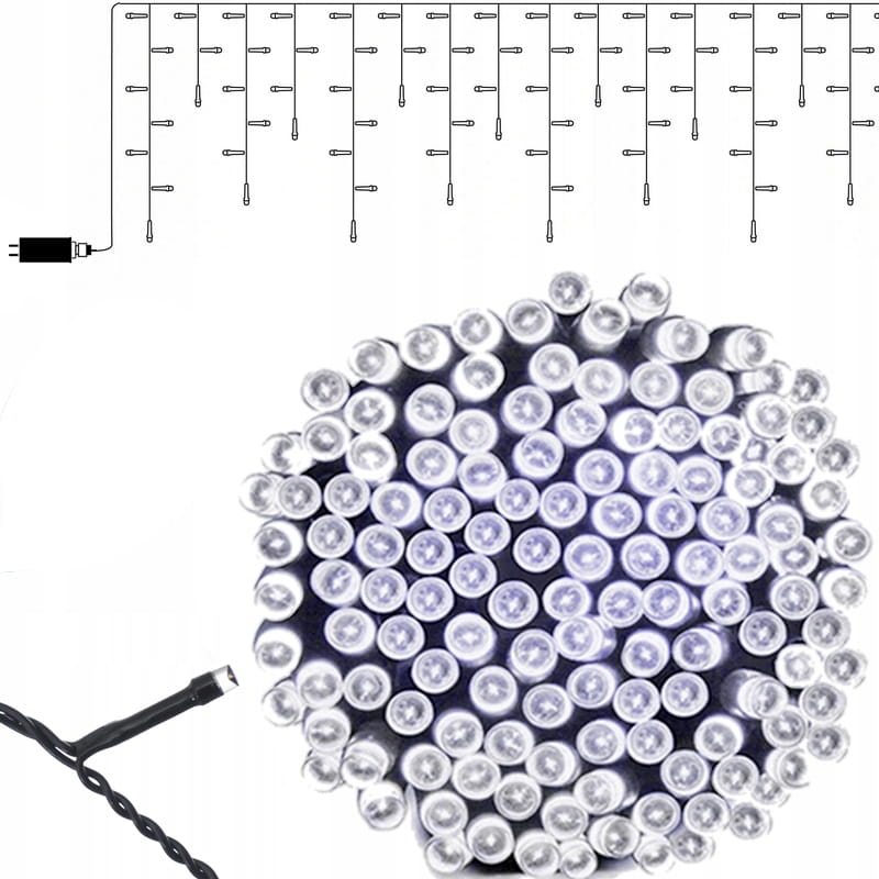 kurtyna świetlna sople 200 led - biały girlanda świąteczna na święta