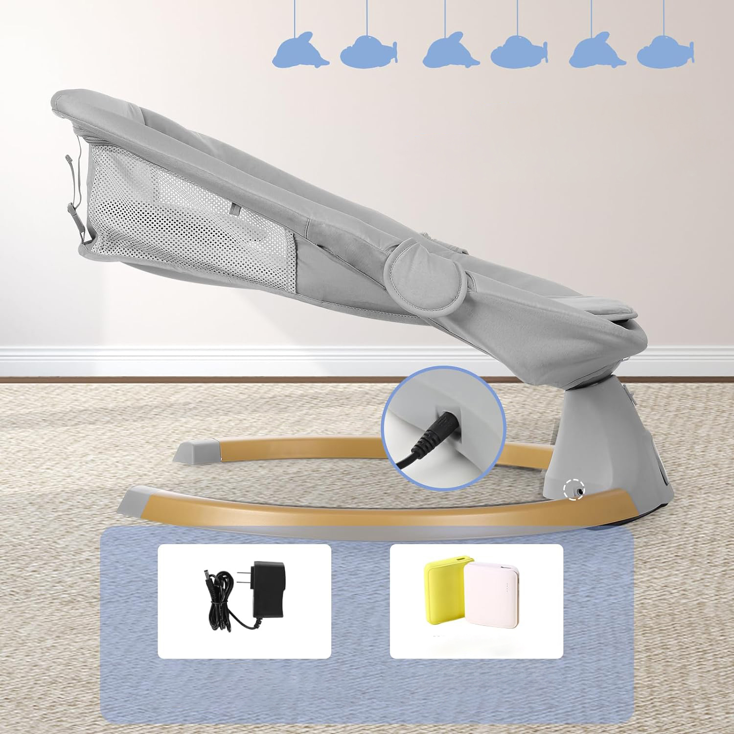 leżaczek dla niemowląt bujaczek elektryczny nicekids + pilot bluetooth