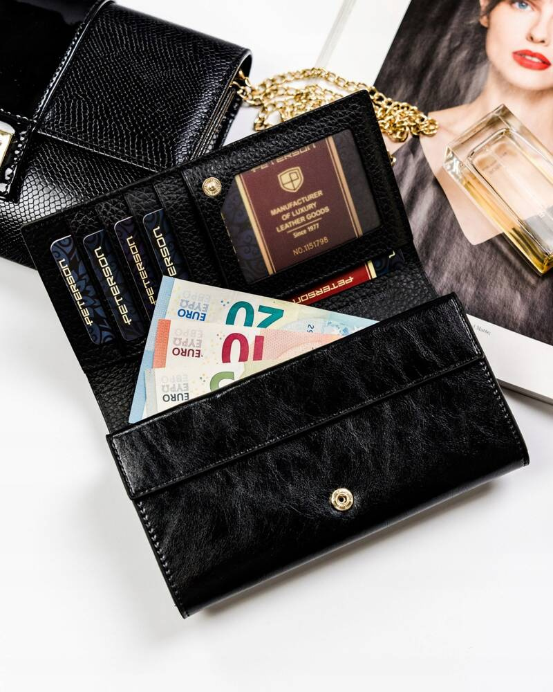 skórzany portfel damski z wężowym wzorem - peterson