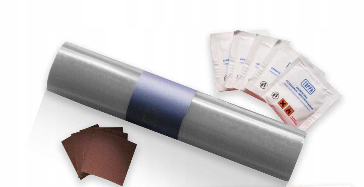 zestaw naprawczy do łatania plandek 220x32cm szary