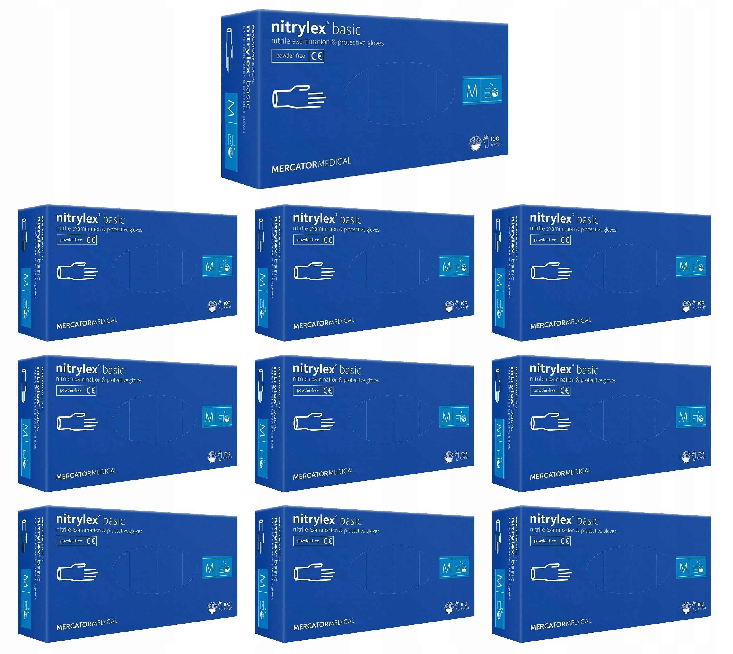rękawice nitrylowe 100 szt. nitrylex basic dark blue 8-m - 10 kpl.