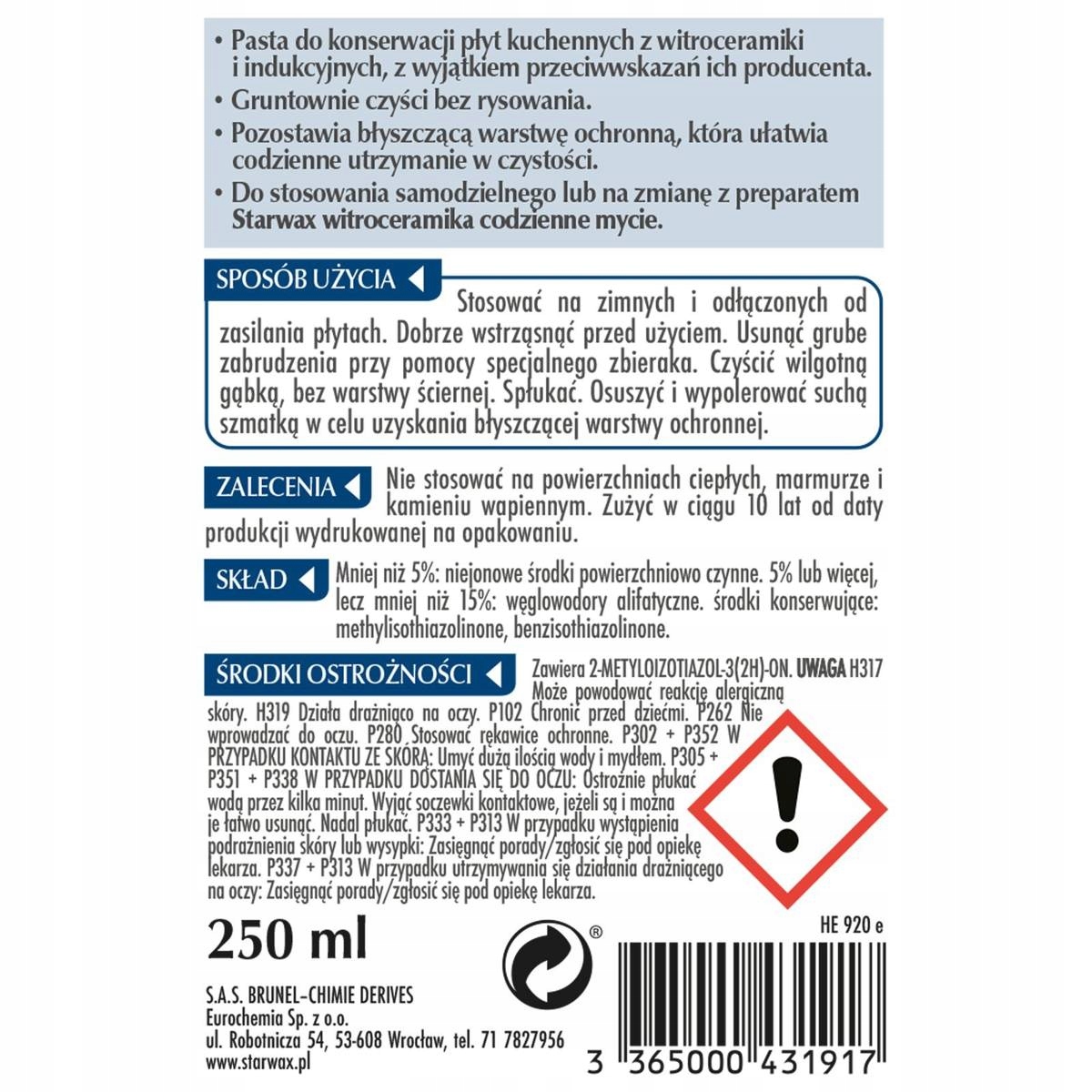 PŁYTY KUCHENNE 250ML STARWAX 43191