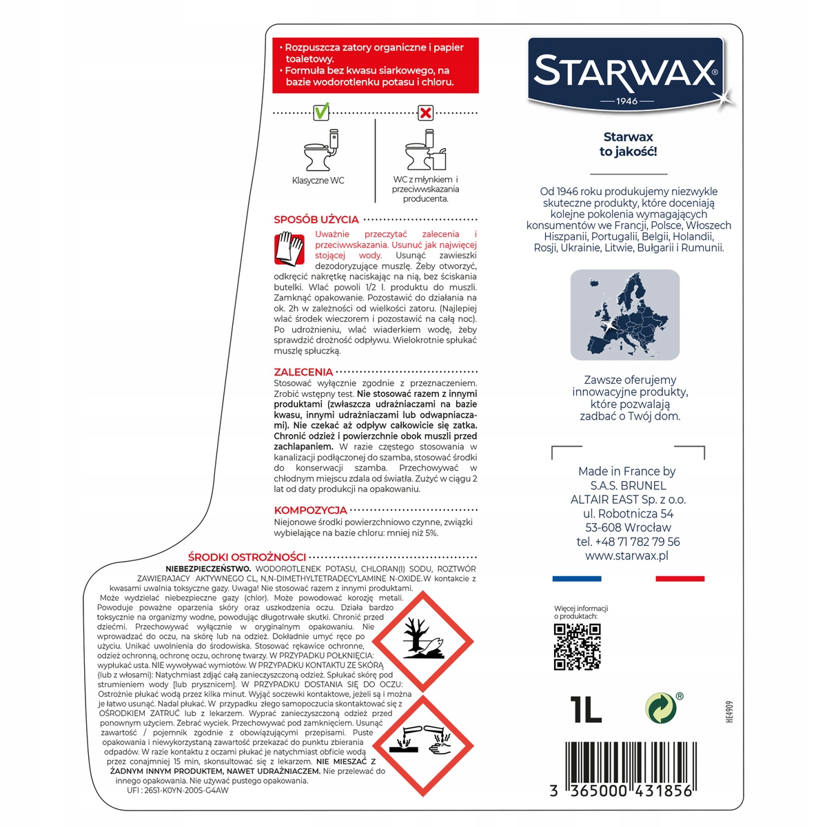 UDRAŻNIACZ SPECJALNY DO WC STARWAX (43185)