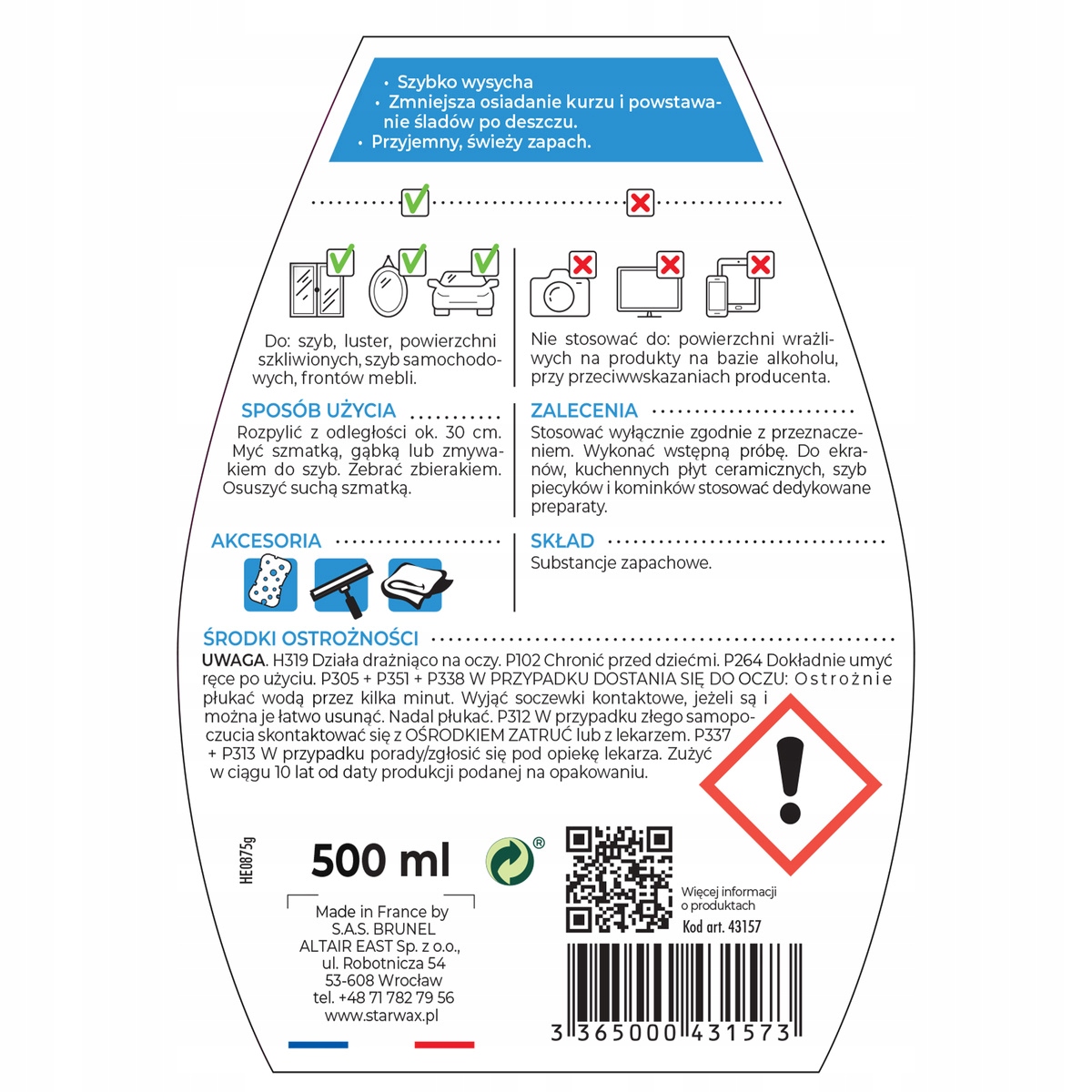 CZYSTE SZYBY 500ML STARWAX 43157
