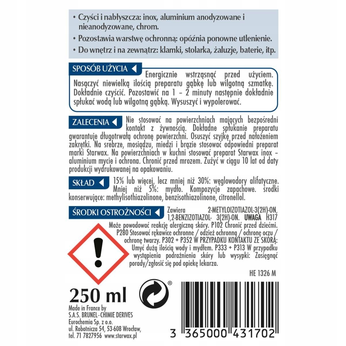 ALUMINIUM- INOKS-CHROM-250ML STARWAX 43170