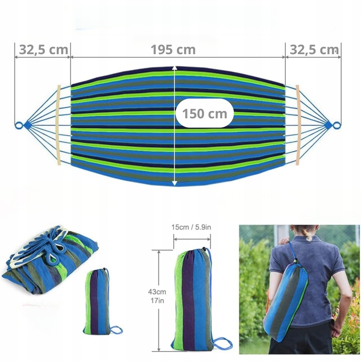 HAMAK OGRODOWY dwuosobowy brazylijski XXL DUŻY RED GARDEN ZESTAW POKROWIEC