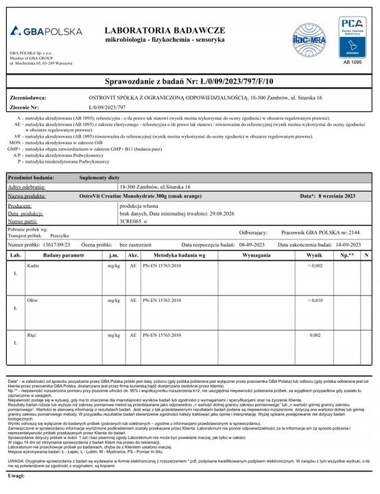 OstroVit Creatine Monohydrate 300 g KREATYNA