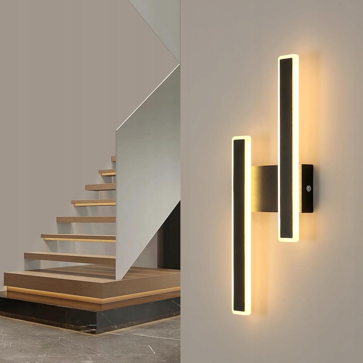 LAMPA SCIENNA KINKIET LED CZARNA NOWOCZESNA KORYTARZ DO SALONU 3000K