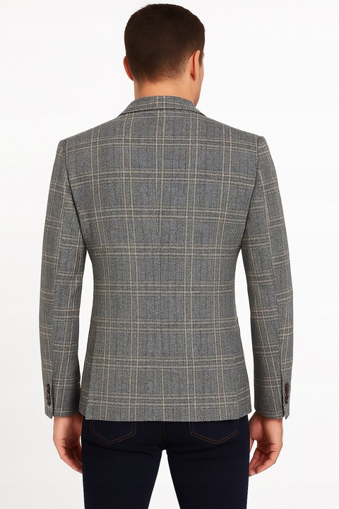 Marynarka męska biznesowa w kratę modna jednorzędowa marynarka