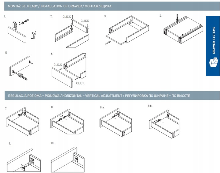 SZUFLADA GTV AXIS PRO 400D1 B. WYSOKA L400 H199 BIAŁA CICHY DOMYK