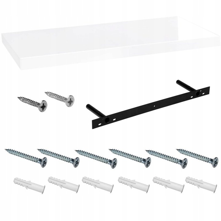 PÓŁKA ŚCIENNA WISZĄCA DESKA SALON BIAŁY POŁYSK 50