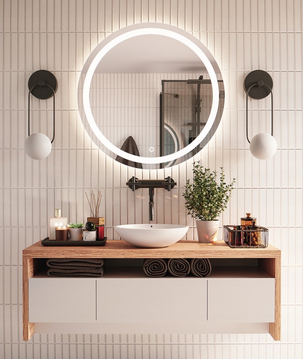 LUSTRO OKRĄGŁE LED FI 60cm WŁĄCZNIK DOTYKOWY