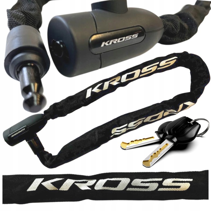 ZAPIĘCIE Rowerowe ŁAŃCUCH KROSS BLOKADA Zabezpieczenie Do Roweru Kluczyki