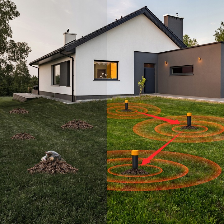 ODSTRASZACZ NA KRETY NORNICE SZCZURY ODSTRASZACZ KRETÓW NORNIC DO 800