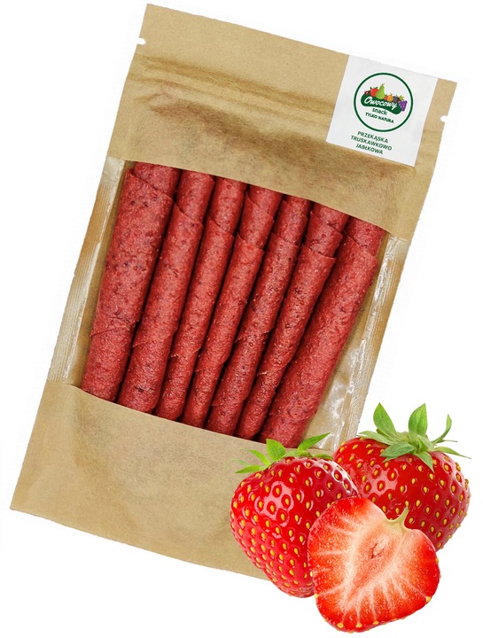 ROLLSY OWOCOWE Truskawkowe 50g Owocowa przekąska naturalna Truskawka