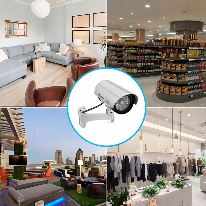 KAMERA ATRAPA ZEWNĘTRZNA MONITORING ŚCIENNA LED IR KAMERA MIGAJĄCA +