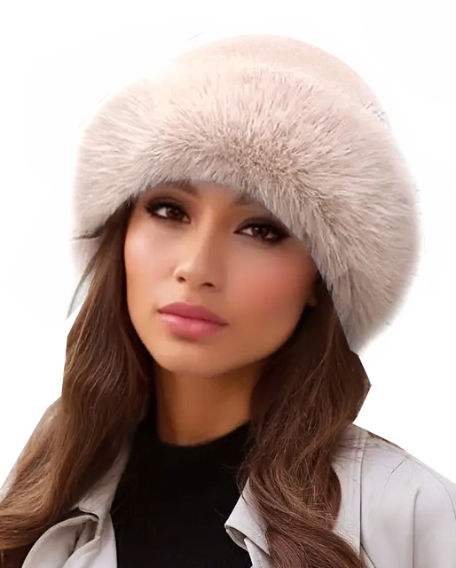 Czapka Damska Ciepła Futrzana Futerkowa Beżowa w kolorze Beżu Zimowa