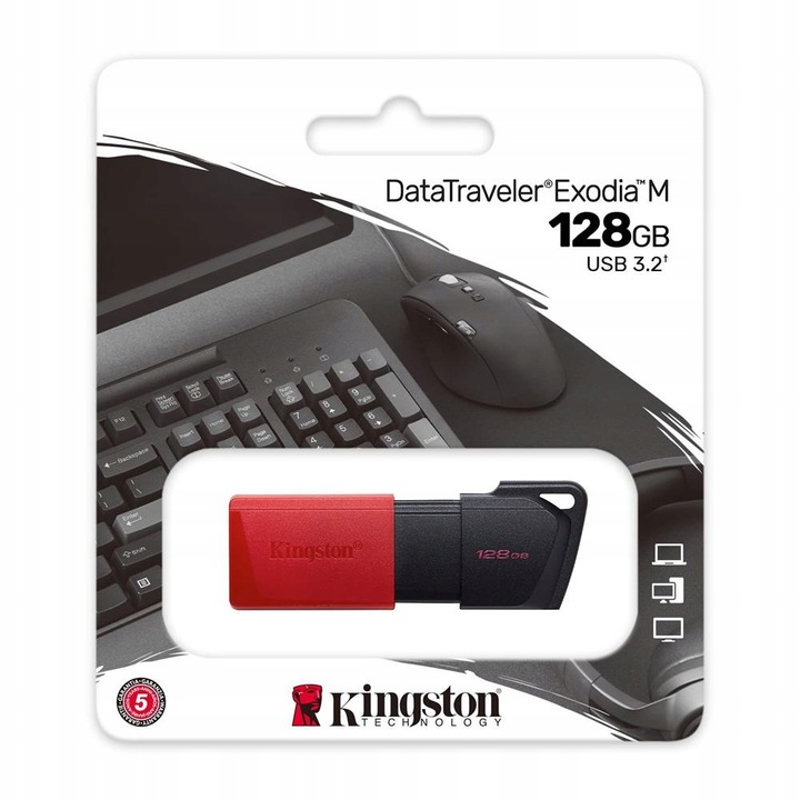 SZYBKI PENDRIVE USB KINGSTON DTX EXODIA M Odczyt 30MB/s 3.2 128GB CZERWONY