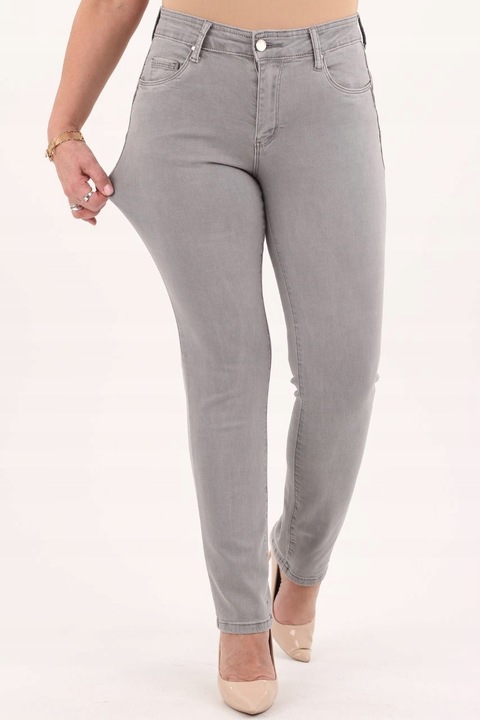 SPODNIE JEANSOWE BAWEŁNIANE DAMSKIE WYSOKI STAN PUSH UP DUŻE ROZMIARY