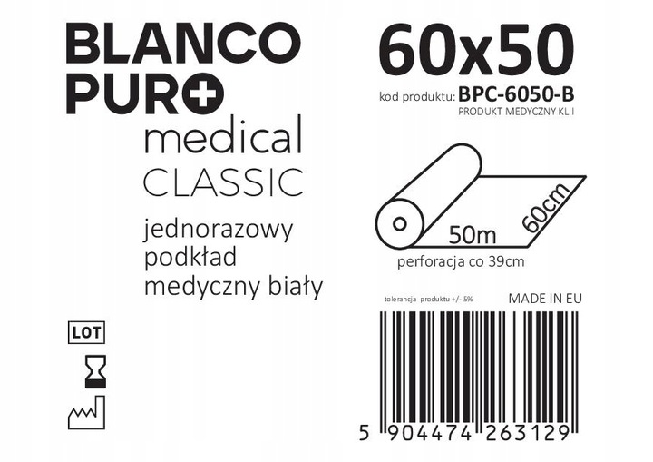 Podkład Medyczny Włókninowy Jednorazowy Higieniczny w Rolce Biały
