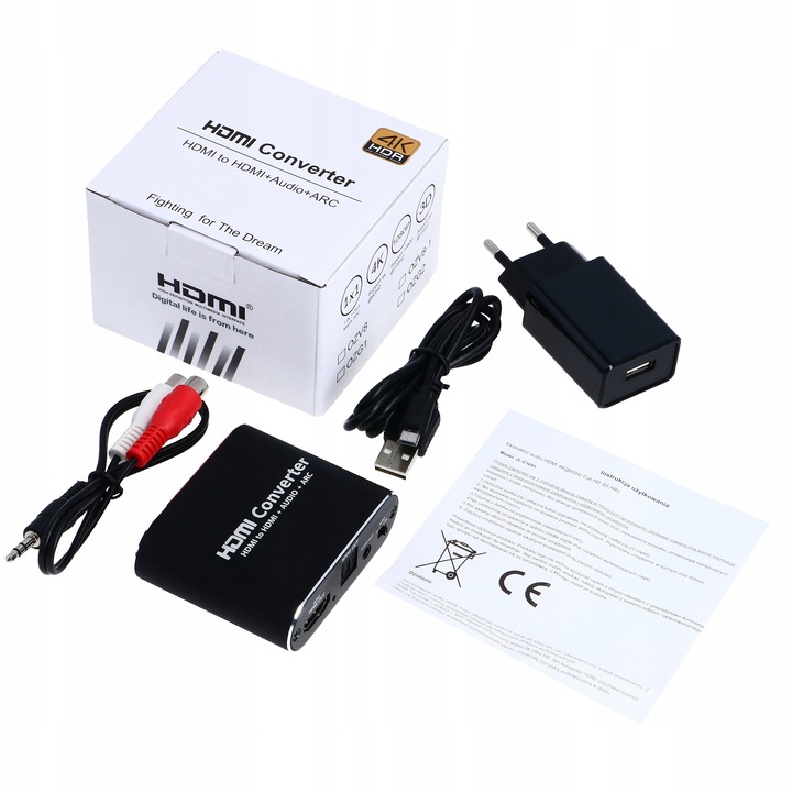 Ekstraktor HDMI 2.0 TOSLINK KONWERTER OPTYCZNY JACK AUX HDCP 4K