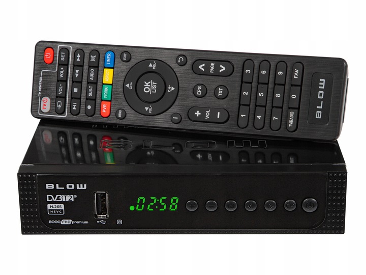 TUNER DEKODER DVB-T2 TV NAZIEMNEJ H.265 HEVC FULL HD USB HDMI BATERIE PILOT