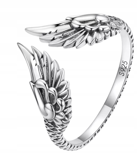 Pierścionek srebrny SKRZYDŁA regulowany Srebro s925 + pudełko na prezent