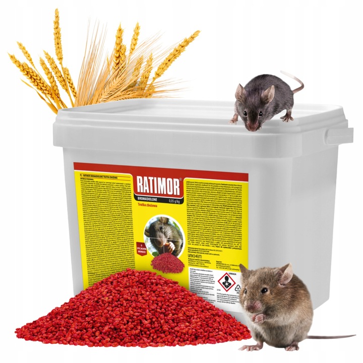 RATIMOR Trutka na myszy i szczury zbożowa Zatrute ziarno Bromadiolon