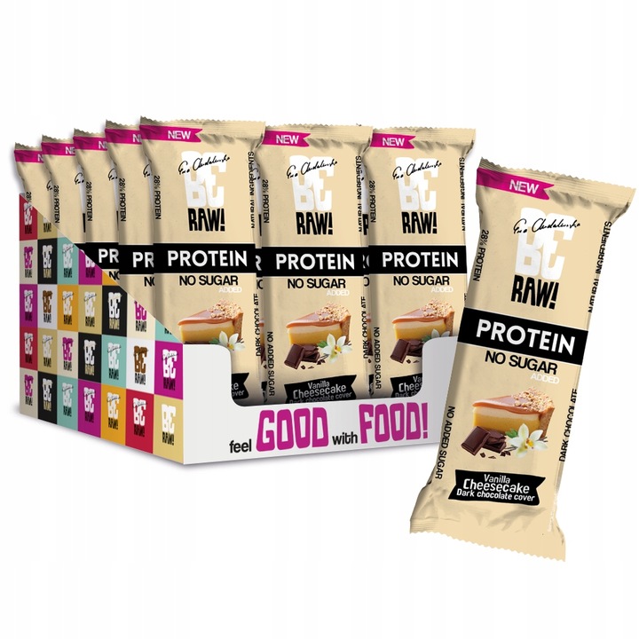 Baton proteinowy BeRAW Protein Vanilla Cheesecake sernik waniliowy 15x40g