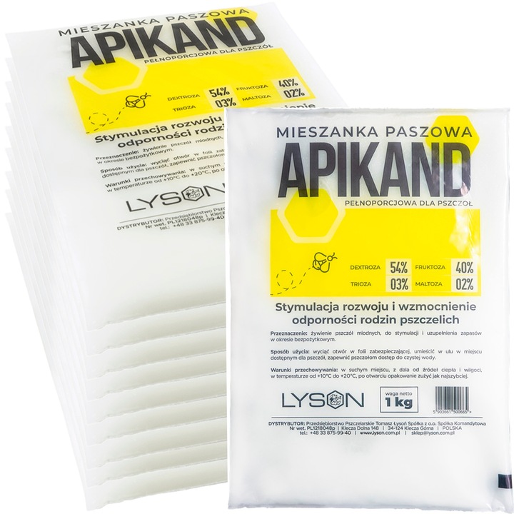 POKARM APIKAND czysty CIASTO dla pszczół 10x1 kg