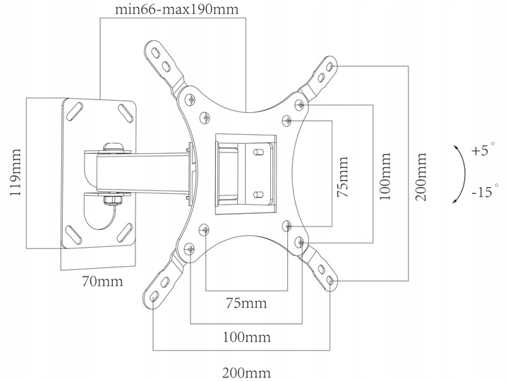 MOCNY UCHWYT ŚCIENNY REGULOWANY WIESZAK TV MONITORA TELEWIZORA LCD