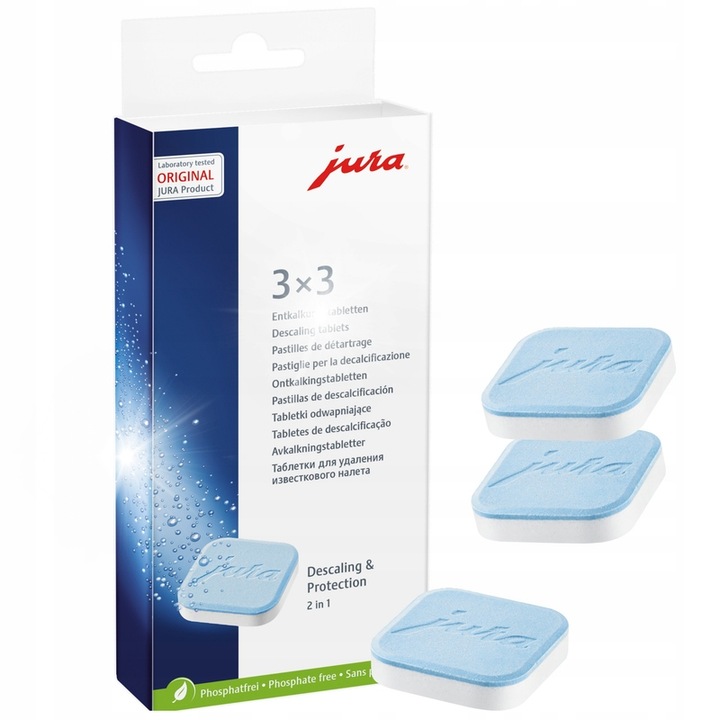 TABLETKI ODKAMIENIAJĄCE DO EKSPRESU 3X3 DO ODKAMIENIANIA JURA 9 SZT