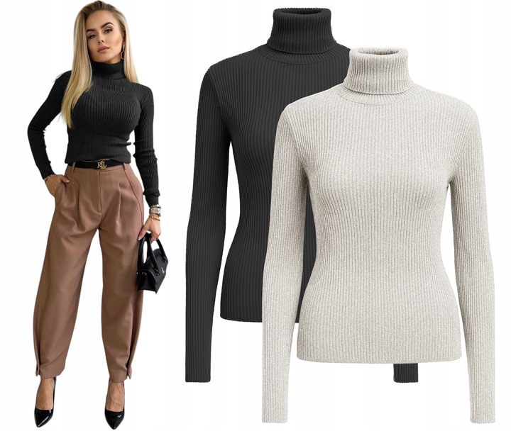 2 x GOLFIK DAMSKI dopasowany elastyczny prążkowany golf 2 pak WERA