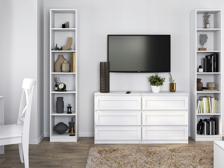 WITRYNA REGAŁ W40 PAFOS SZAFKA NA KSIĄŻKI BIAŁY DO SALONU, BIURA,