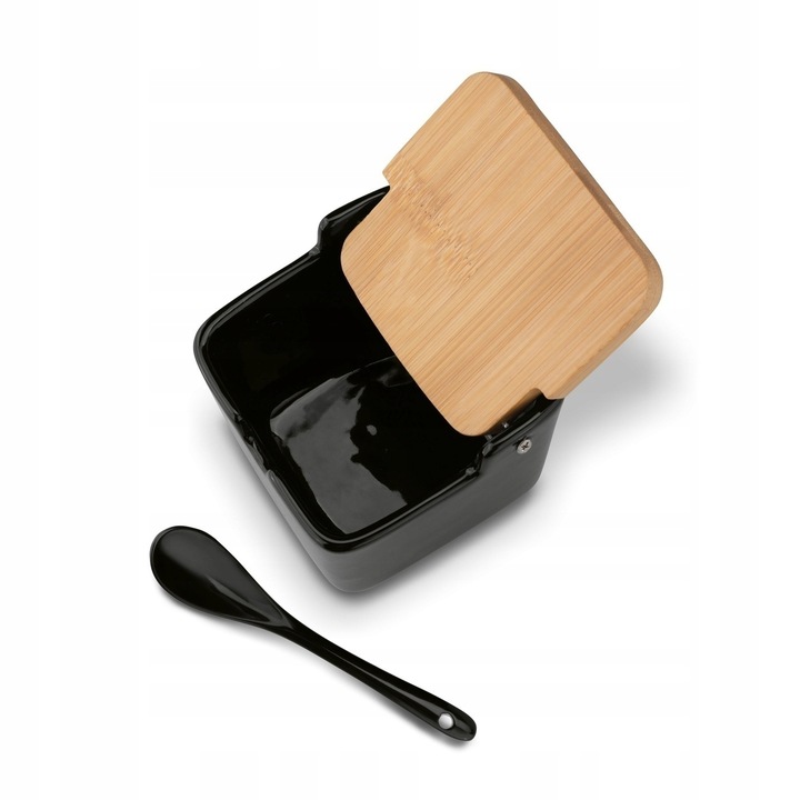 CUKIERNICZKA z Łyżeczką BAMBUSOWA CZARNA Pojemnik Konighoffer Ceramic