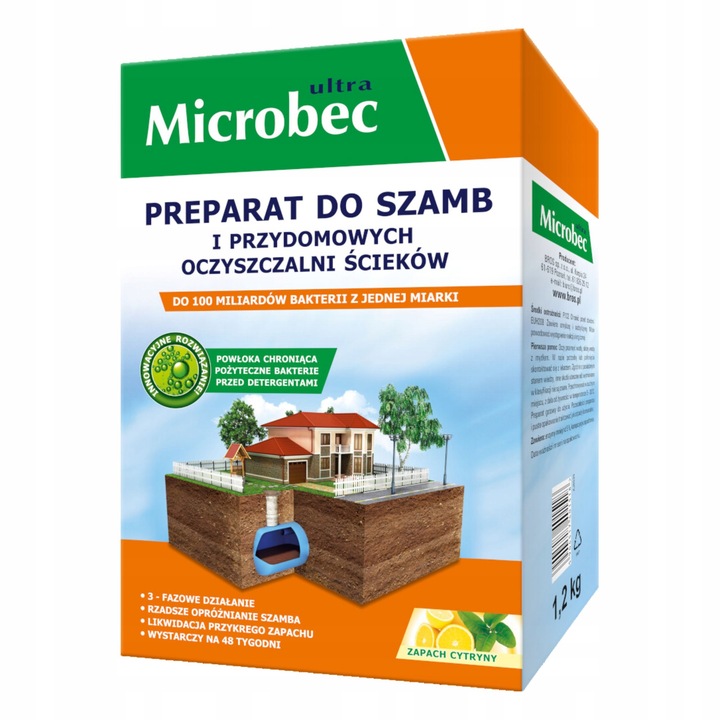 MICROBEC ULTRA Preparat Bakterie Do Szamba Aktywator Cytrynowe 1,2 KG