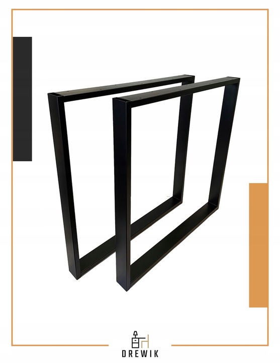 NOGI DO STOŁU BIURKA METALOWE CZARNE 80x72 CM PROFIL 6x2 CM LOFTOWE 2