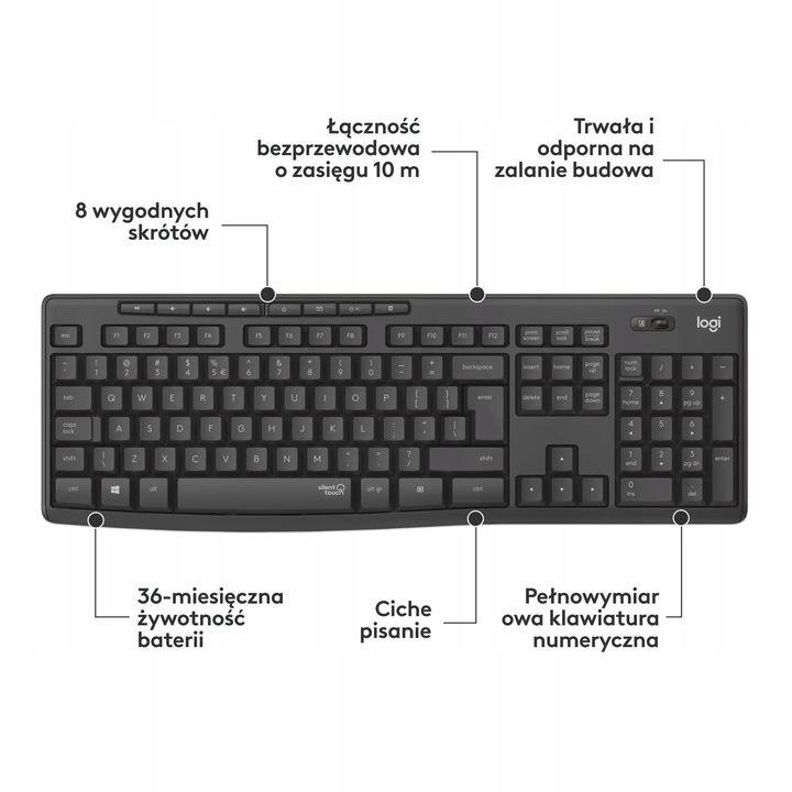 Zestaw LOGITECH MK295 Silent Wireless Combo Klawiatura + Mysz