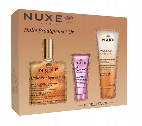 Nuxe ZESTAW Suchy Olejek Or 100ml + szampon 30ml + olejek pod