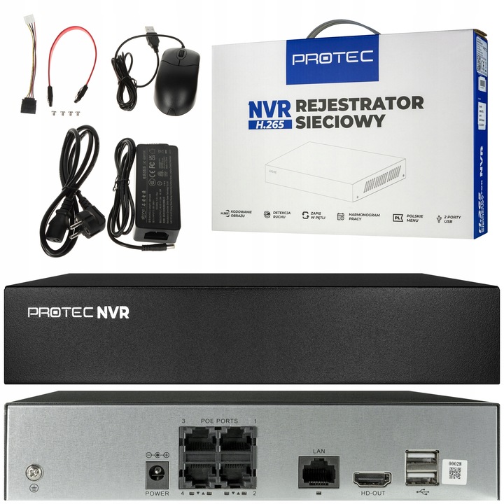 Zestaw Monitoringu 4 Kamery IP PoE 4Mpx z Mikrofonem Podgląd Online z