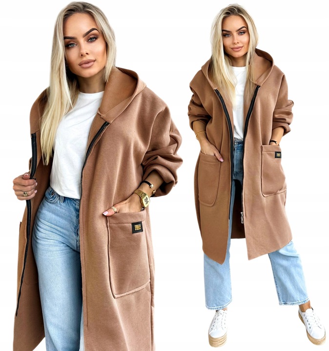 BLUZA DAMSKA gruba ciepła rozpinana dresowa PARKA kaptur KOLORY