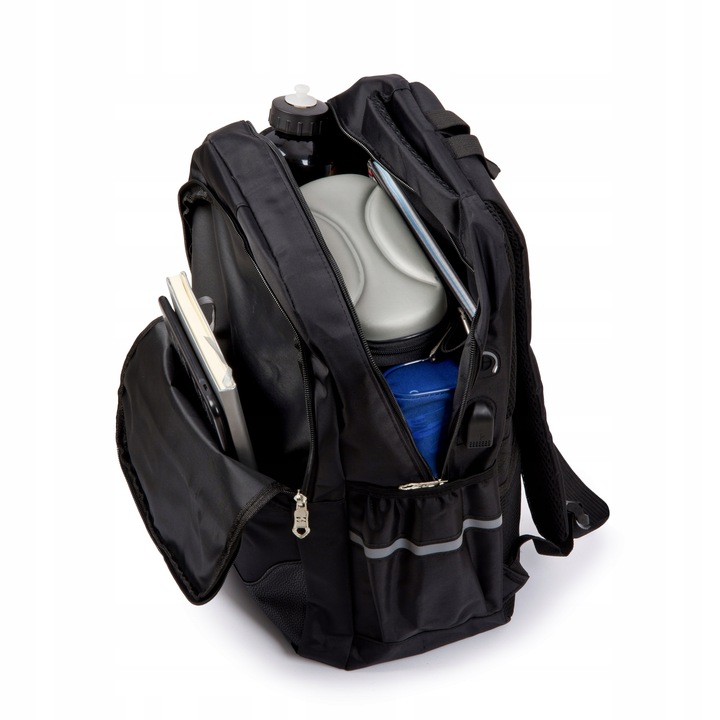 Bivacc Pojemny plecak szkolny młodzieżowy czarny zestaw 3 szt Bivacc